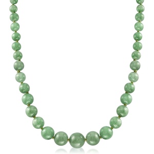 image:imageRossSimons 613mm Jade Bead Graduated Necklace With 14kt Yellow GoldJade