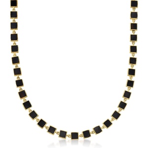 image:imageRossSimons BezelSet Onyx Station Necklace in 18kt Gold Over Sterling 18 inches