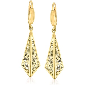 image:imageRossSimons Italian 14kt Yellow Gold Filigree Triangle Drop Earrings