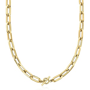 image:imageRossSimons Italian 14kt Yellow Gold Paper Clip Link Toggle NecklaceNo Gemstone