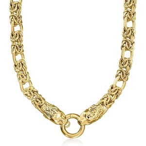 image:imageRossSimons Italian 14kt Yellow GoldPlated Double Lion Head Byzantine NecklaceNo Gemstone