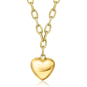 image:imageRossSimons Italian 14kt Yellow GoldPlated Heart CableChain Necklace 18 inches