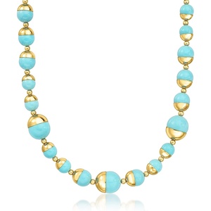 image:imageRossSimons Italian 14kt Yellow GoldPlated Necklace With Simulated Turquoise 18 inches