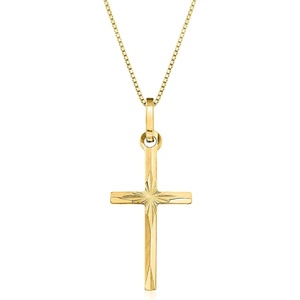 image:imageRossSimons Italian 18kt Yellow Gold DiamondCut Cross Pendant NecklaceNo Gemstone