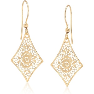 image:imageRossSimons Italian 18kt Yellow Gold Floral Openwork KiteShaped Drop Earrings