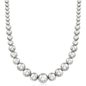 image:imageRossSimons Italian 614mm Sterling Silver Bead Graduated NecklaceNo Gemstone