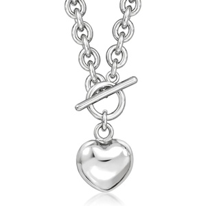 image:imageRossSimons Italian RhodiumPlated Heart Toggle NecklaceNo Gemstone