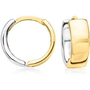image:imageRossSimons Sterling Silver and 14kt Yellow Gold Reversible Huggie Hoop Earrings