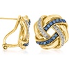 image:imageRossSimons 040 ct tw Sapphire and 10 ct tw Diamond Love Knot Earrings in 18kt Gold Over Sterling