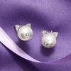 image:imageRossSimons 885mm Cultured Pearl Cat Earrings with Diamond Accents in Sterling Silver038 Inches