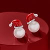 image:imageRossSimons 885mm Cultured Pearl and Multicolored Enamel Santa Hat Earrings in Sterling Silver
