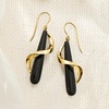 image:imageRossSimons Elongated Black Onyx Teardrop Spiral Earrings in 14kt Yellow Gold