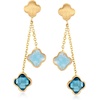 image:imageRossSimons Italian 190 ct tw London Blue Topaz and 140 ct tw Aquamarine Flower Drop Earrings in 14kt Yellow Gold