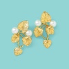 image:imageRossSimons Italian 6mm Cultured Pearl Vine Drop Earrings in 18kt Gold Over Sterling