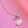 image:imageRossSimons Italian Pink MotherOfPearl Heart Toggle Necklace in Sterling Silvermother of pearl