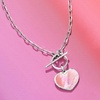 image:imageRossSimons Italian Pink MotherOfPearl Heart Toggle Necklace in Sterling Silvermother of pearl