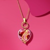 image:imageRossSimons Italian Red and Pink Murano Glass Heart Necklace in 18kt Gold Over SterlingNo Gemstone