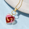 image:imageRossSimons Italian Red and Pink Murano Glass Heart Necklace in 18kt Gold Over SterlingNo Gemstone