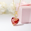 image:imageRossSimons Italian Red and Pink Murano Glass Heart Necklace in 18kt Gold Over SterlingNo Gemstone