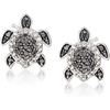 image:imageRossSimons 033 ct tw Black and White Diamond Turtle Earrings in Sterling Silver