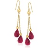 image:imageRossSimons 1500 ct tw Ruby and Bead Double Drop Earrings in 14kt Yellow Gold