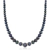 image:imageRossSimons 59mm Graduated Black Cultured Pearl Necklace With 26 ct tw Diamonds in Sterling Silver18 Inches