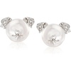 image:imageRossSimons 885mm Cultured Pearl Dog Earrings With Diamond Accents in Sterling Silver