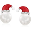 image:imageRossSimons 885mm Cultured Pearl and Multicolored Enamel Santa Hat Earrings in Sterling Silver