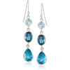 image:imageRossSimons 890 ct tw Tonal Blue Topaz Linear Earrings in Sterling Silver