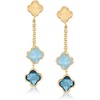 image:imageRossSimons Italian 190 ct tw London Blue Topaz and 140 ct tw Aquamarine Flower Drop Earrings in 14kt Yellow Gold