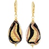 image:imageRossSimons Italian Black and Goldtone Murano Glass Drop Earrings in 18kt Gold Over Sterling