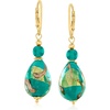 image:imageRossSimons Italian Green and Goldtone Murano Glass Drop Earrings in 18kt Gold Over Sterling