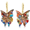 image:imageRossSimons Italian Multicolored Murano Glass Butterfly Drop Earrings With 18kt Gold Over Sterling