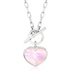 image:imageRossSimons Italian Pink MotherOfPearl Heart Toggle Necklace in Sterling Silvermother of pearl