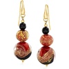 image:imageRossSimons Italian Red Black and Gold Murano Glass Drop Earrings in 18kt Gold Over Sterling