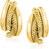 image:imageRossSimons Italian Textured and Polished 18kt Yellow Gold Earrings