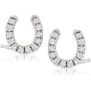 image:imagePure Collection by RossSimons 010 ct tw Diamond Horseshoe Stud Earrings in Sterling Silver