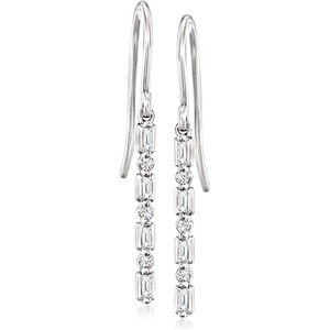 image:imagePure Collection by RossSimons 010 ct tw Diamond Linear Drop Earrings in Sterling Silver