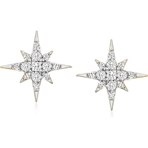 image:imagePure Collection by RossSimons 015 ct tw Diamond Star Stud Earrings in 14kt Yellow Gold