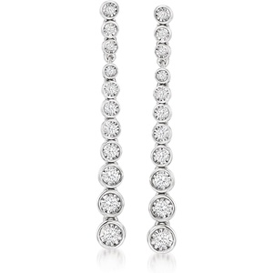image:imageRossSimons 050 ct tw BezelSet Diamond Drop Earrings in Sterling Silver