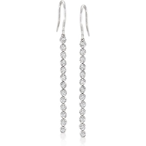 image:imageRossSimons 050 ct tw Diamond Linear Drop Earrings in Sterling Silver