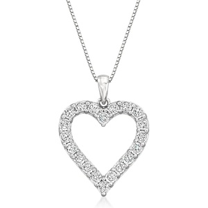 image:imageRossSimons 050 ct tw Diamond OpenSpace Heart Pendant NecklaceDiamond