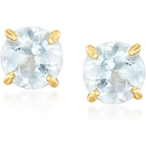 image:imageRossSimons 050 ct tw Round Aquamarine Stud Earrings in 14kt Yellow Gold