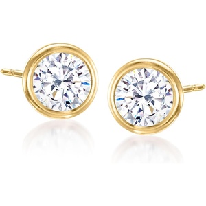 image:imageRossSimons 100 ct tw BezelSet CZ Stud Earrings in 14kt Yellow Gold
