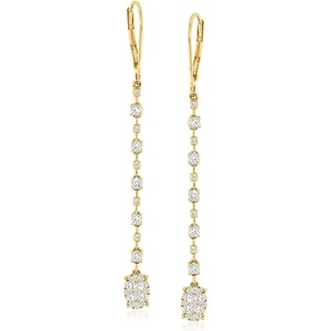 image:imageRossSimons 100 ct tw Diamond Linear Drop Earrings in 14kt Yellow Gold