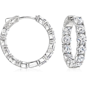 image:imageRossSimons 1000 ct tw CZ InsideOutside Hoop Earrings in Sterling Silver