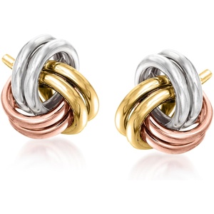 image:imageRossSimons 14kt TriColored Gold Love Knot Earrings