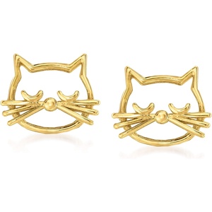 image:imageRossSimons 14kt Yellow Gold Cat Outline Earrings