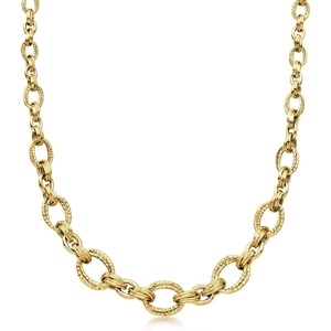 image:imageRossSimons 14kt Yellow Gold DoubleOval Link NecklaceNo Gemstone