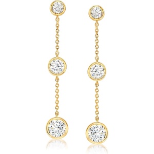 image:imageRossSimons 200 ct tw BezelSet CZ Linear Drop Earrings in 18kt Gold Over Sterling